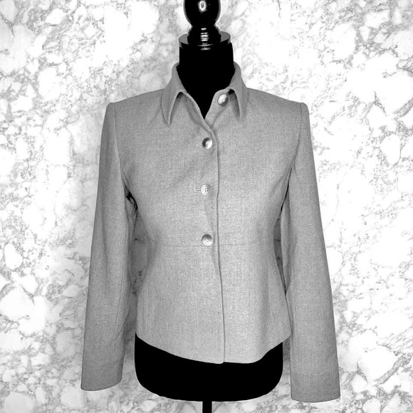 ⭐️ Ellen Tracy Gray WOOL 90s Tailored Blazer Jacket Women’s 2 Petite - Picture 2 of 7
